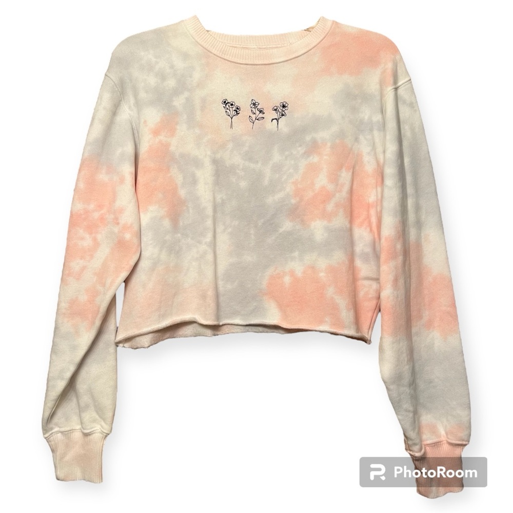 Hollister Tie Dye Sweatshirt with Floral Embroidery - NWOT